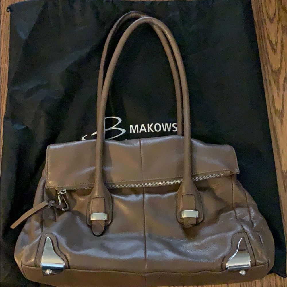 B. makowsky Hazelnut satchel bag